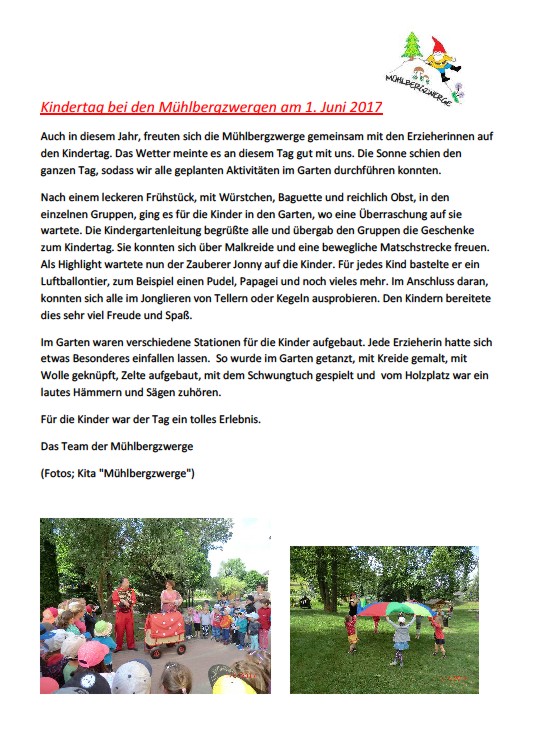 Kita Mühlbergzwerge, Kindertag 2017